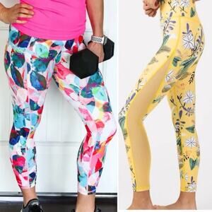 ZYIA - Set of 2 floral light n tight Leggings/yoga pants size 4 activewear